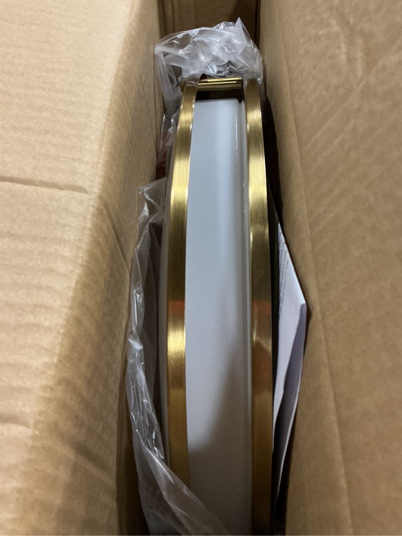 Condition photo showing Good Condition for hykolity 16 inch Dimmable LED Flush Mount Ceiling Light Fixture, Gold, 36W, 2200LM, 2.7/3/3.5/4K/5K Adjustbale, 120°Light Angle, CRI80, Ceiling Lamp for Bedroom, Kitchen, Office, ETL Listed 16 inch Gold