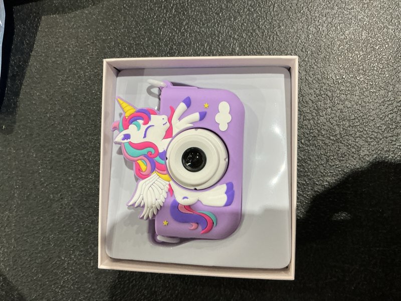 Condition photo showing Good Condition for envyvip unicorn toys camera for kids girls age 3-8, toddler kids digital camera christmas birthday gifts for 3 4 5 6 7 8 years old girl, cute selfie video camera, hd 1080p, 32gb sd card, purple