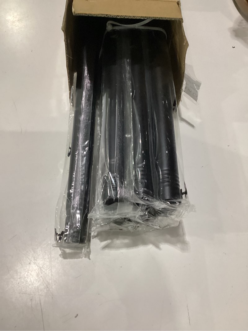 Condition photo showing As Is for zeerobee curtain rods for windows 32 to 168, 1 inch black heavy duty rods | adjustable drapery rods, modern indoor/outdoor curtain pole for bedroom, living room, patio, farmhouse, 32"-168"