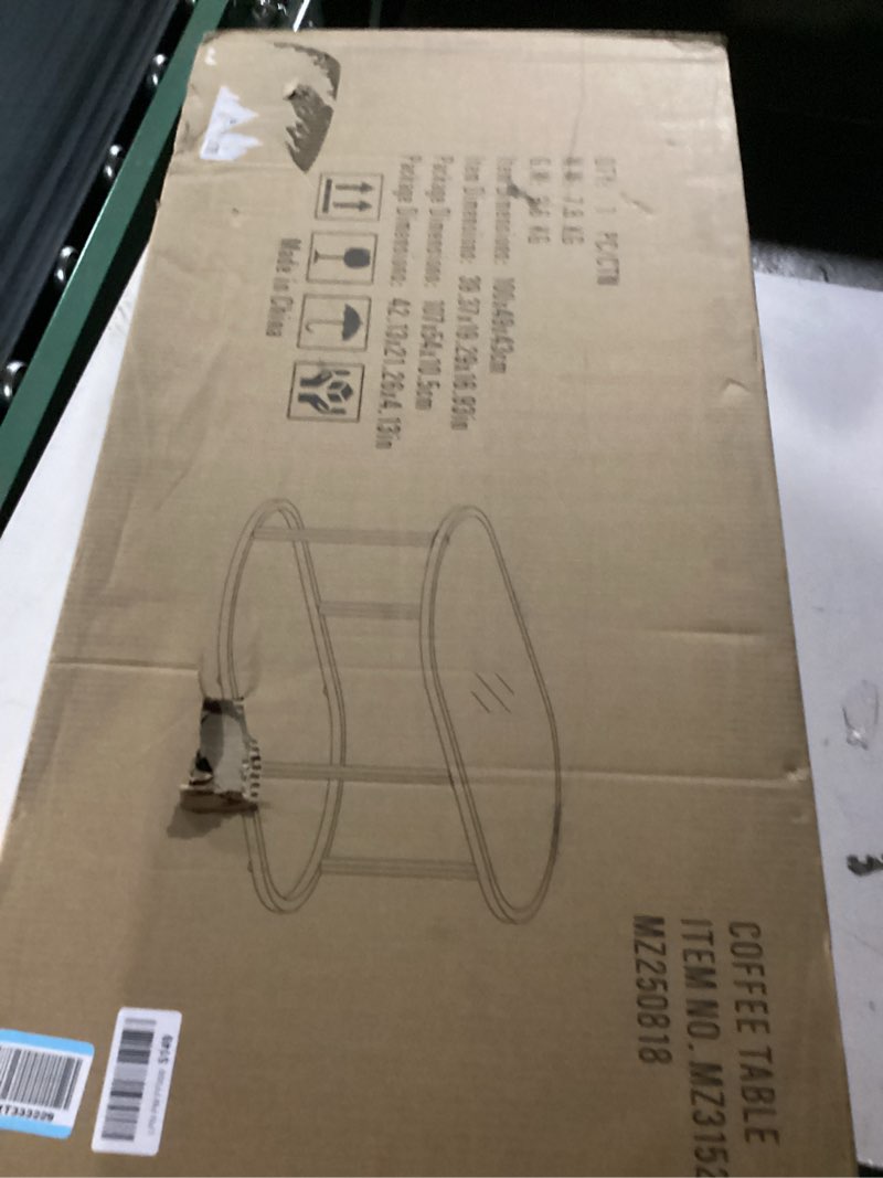 Condition photo showing New/Like New for Coffee Table Gold Glass Coffee Tables for Living Room, Oval Table Center Table with Sturdy Metal Frame,Modern Tempered Glass Accent Tables for Bedroom Home Office Gold 1-Tier