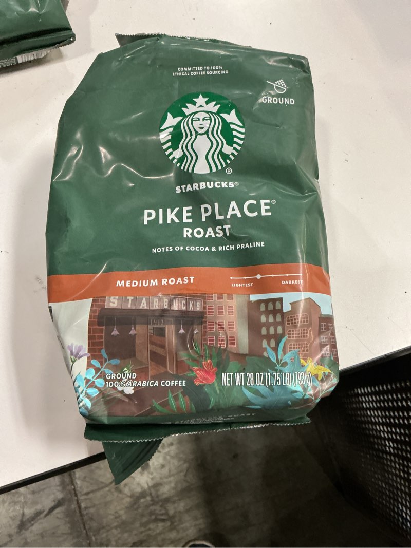 Condition photo showing New/Like New for Best by 05/24/25 Starbucks Ground Coffee, Medium Roast Coffee, Pike Place Roast, 100% Arabica, 1 Bag (28 Oz)