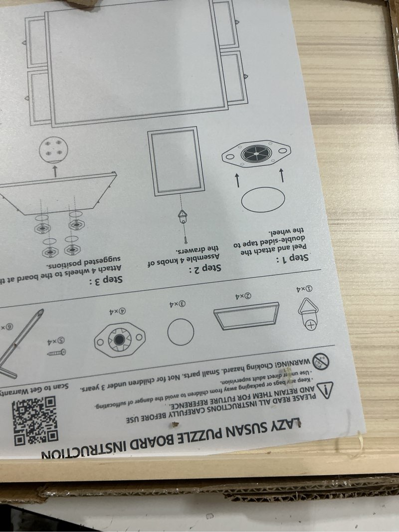 Condition photo showing Good Condition for Rotatable 360-Degree Wheels Puzzle Board with Drawers and Cover 1000 Pieces Lightweight Portable Wooden Puzzle Table for Adults Size 30" x 22"
