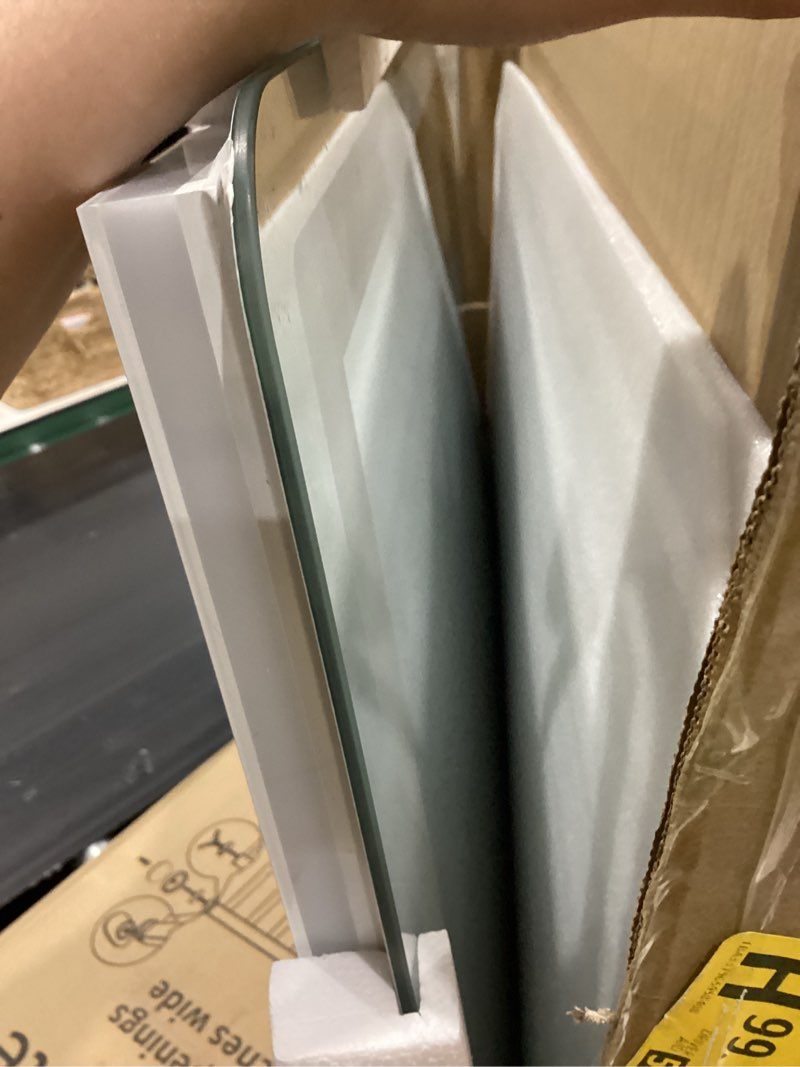 Condition photo showing Good Condition for smiror led bathroom mirror with lights 22"x 30", rounded rectangle lighted vanity mirror for wall, front lit and backlit, 3 colors, dimmable, anti-fog, tempered glass (horizontally/vertically) frameless 30"l x 22"w