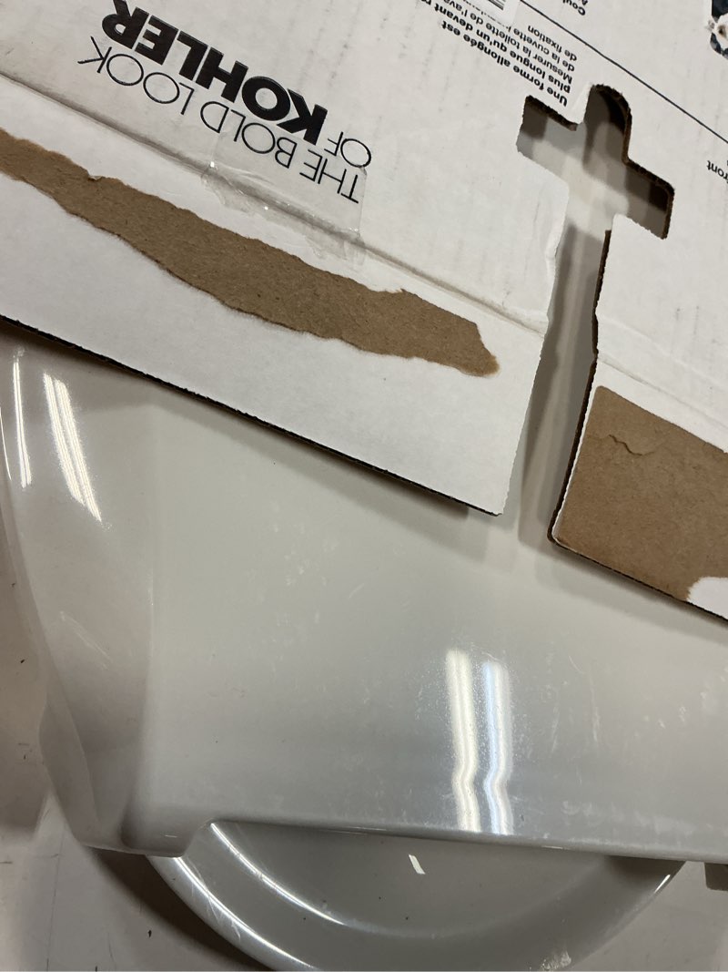 Condition photo showing Good Condition for kohler 4636-rl-0 cachet readylatch elongated slow close toilet seat, soft close toilet seat quiet lid, contoured grip-tight bumpers installation hardware, apartment essentials, white white elongated ready latch