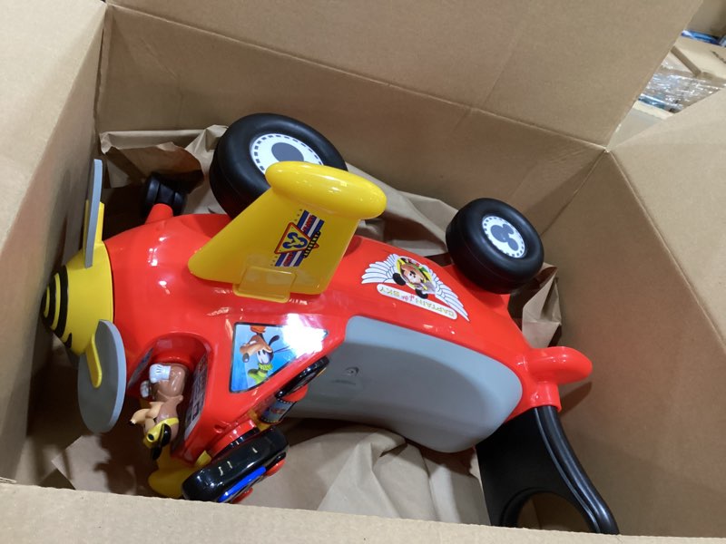 Condition photo showing As Is for Kiddieland Disney Mickey Mouse Plane Light & Sound Activity Ride-On, 20.5" x 18" x 15.375"