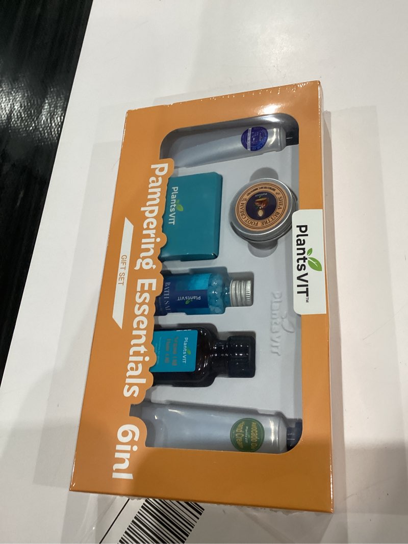 Condition photo showing New/Like New for Pampering Gift for Women - Self Care Valentine's Day Gifts Set, 6 Travel Size Essentials, Moroccan Argan Oil, Beef Tallow, Avocado Oil, Shea Butter, Bath Salt, Candle, Hair & Hand Repair, Foot Cream 6 Count 6.0