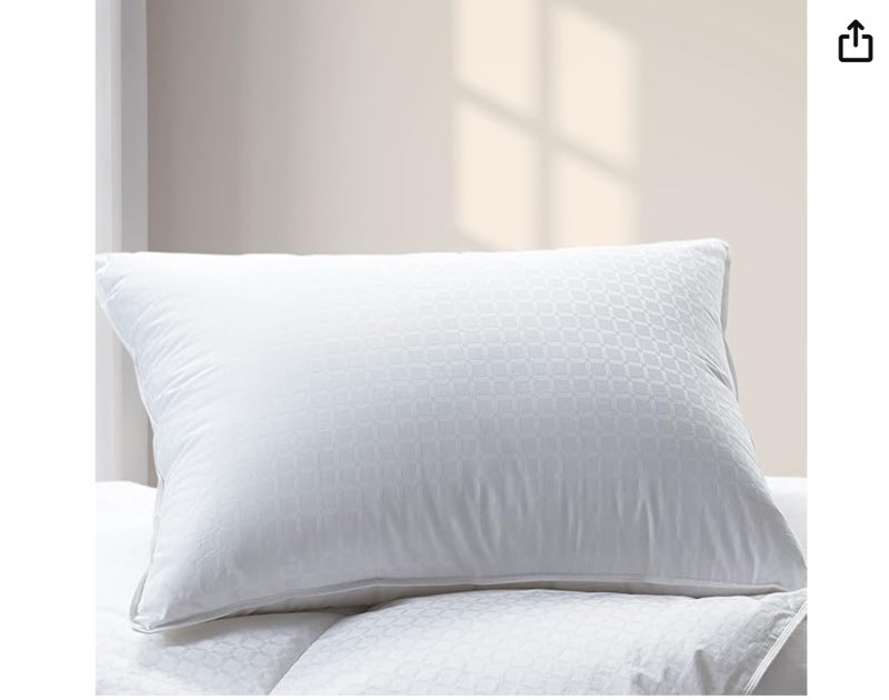 (1PC)Cuddledown Dreamstead Premium Sleeping Pillow| European White Goose Down | 700 Fill Power | 300 Thread Ct 100% Cotton Shell | Windowpane Weave | Hypoallergenic | Handcrafted | Standard – Soft/Thin