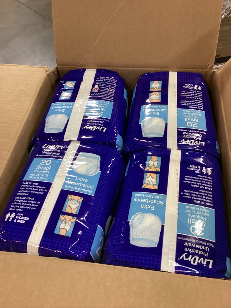 Condition photo showing New/Like New for LivDry Adult Incontinence Underwear, Extra Absorbency Adult Diapers, Leak Protection, Small, 80-Pack Small (80 Count)