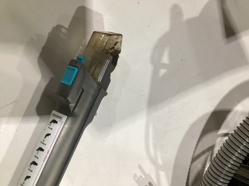 Condition photo showing As Is for (used, incomplete parts, not tested)shark stainstriker hairpro portable carpet, upholstery & area rug cleaner, self-cleaning, stain, hair & odor remover, perfect for pets & car interiors, 3 tools & pet cleaning solution, teal, px253brn