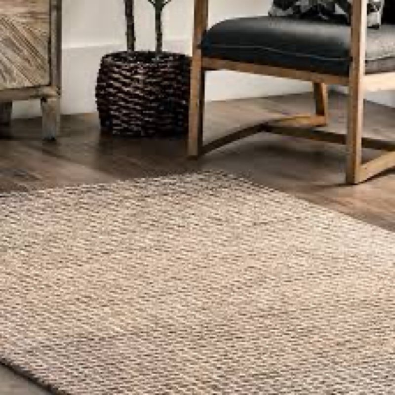 200SPCR01A-406 Rugs USA 4x6 Melrose Checked Wool Indoor Area Rug, Contemporary Farmhouse Brown/Ivory for Living Room, Bedroom, Office, Entryway, Hallway