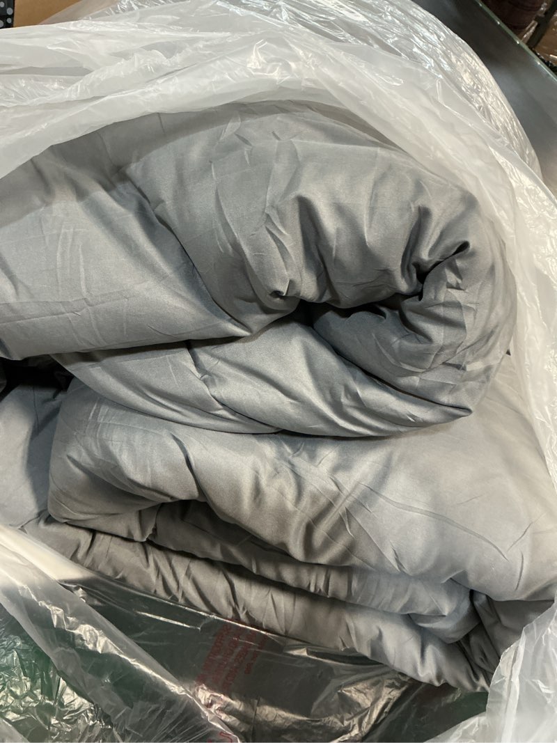 Condition photo showing As Is for (similar)himeet dark grey queen comforter set, 7 pieces bed in a bag queen lightweight bedding set, all season soft 7pc bed set with comforter, flat sheet, fitted sheet, pillowcases & pillow shams