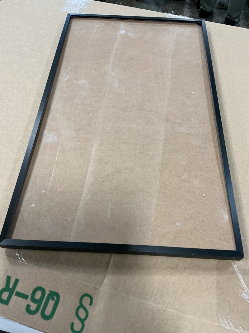 Condition photo showing As Is for frametory, 14x24 aluminum poster frame, acrylic front, thin metal picture frames for 24x14 photo, horizontal/vertical wall mount (1 pack, black) 14x24 | set of 1 black