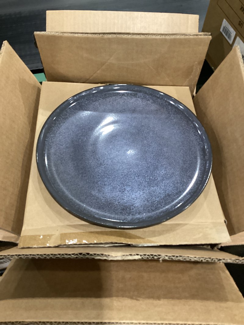 Condition photo showing Good Condition for SIMILAR TO STOCK PHOTO Herogo 12 Pieces Stoneware Dinnerware Sets Service for 4, Dinner Plates and Bowls Sets, Double Reactive Glaze Dishes Set for Kitchen, Scratch Resistant, Microwave & Dishwasher Safe, Haze Blue 12 Haze Blue