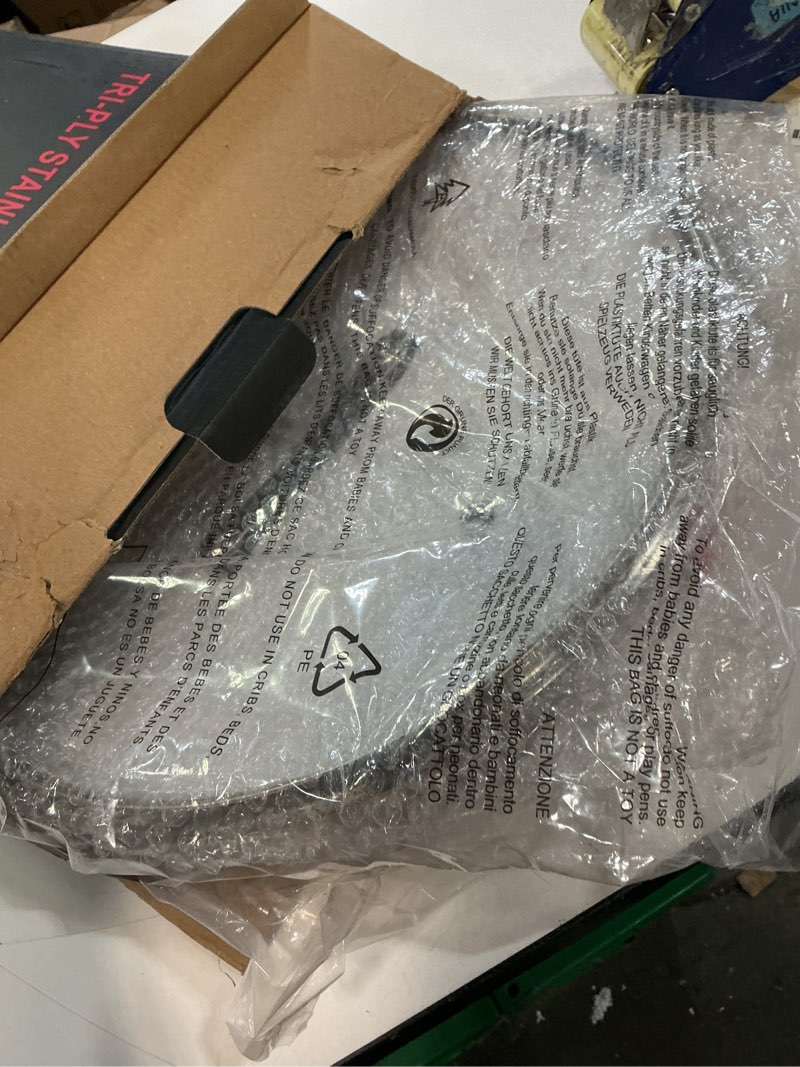 Condition photo showing Good Condition for Inqibee 12-Inch Hybrid Tri-Ply Stainless Steel Non Stick Paella Pan with Lid,Stir Fry Pan,Omelet Pan,Large Skillet,Induction Cooking Pan,Dishwasher and Oven Safe. 12 Inch with Lid