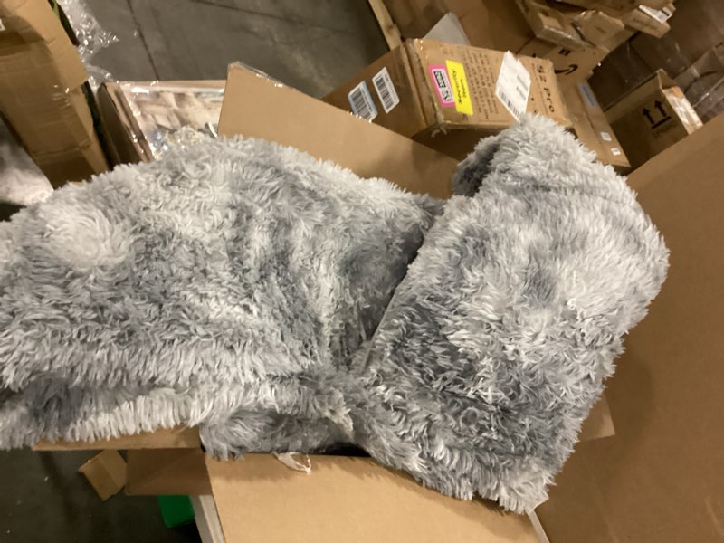 Condition photo showing As Is for area rugs living room, tie-dyed light grey large fluffy bedroom rug, soft plush thick shaggy big floor carpet for kids boy girls teen dorm nursery indoor home decor aesthetic 9' x 12' (rectangular) tie-dyed light gre