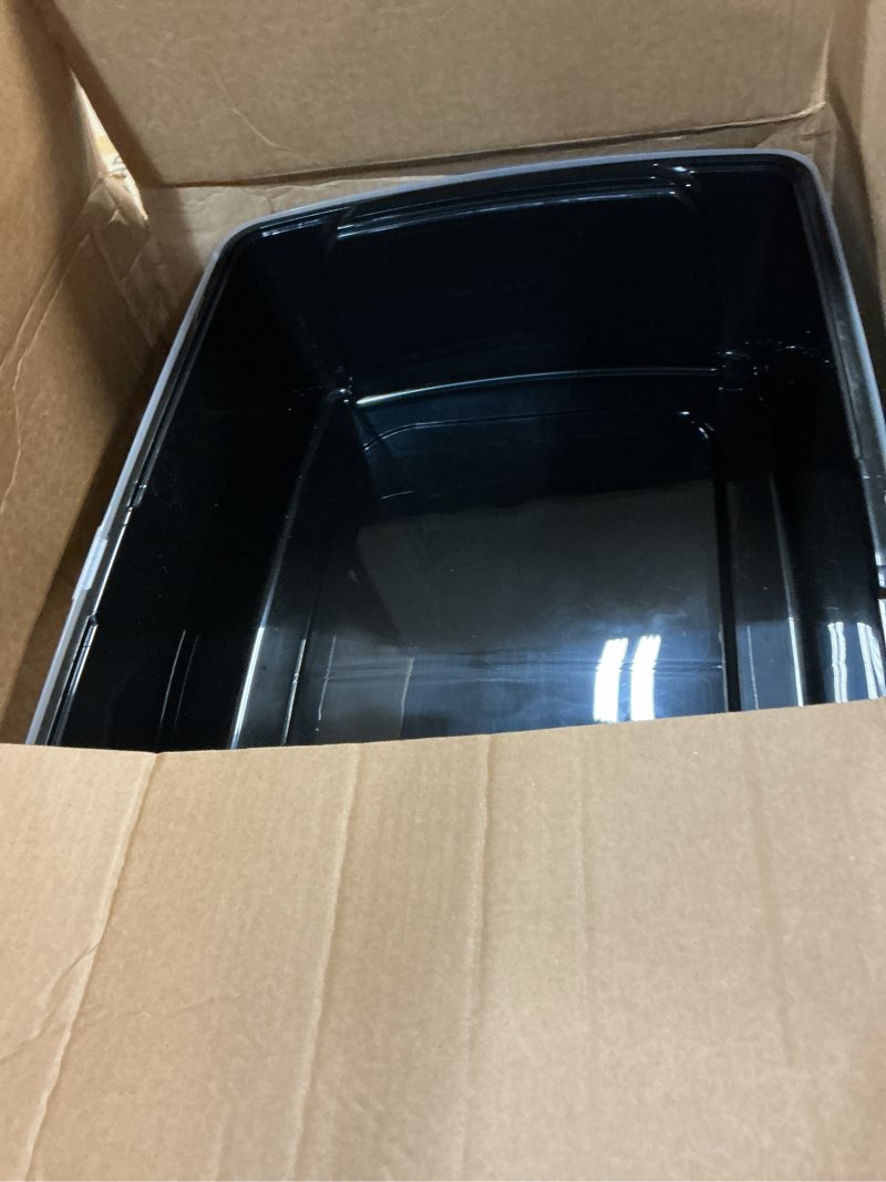 Condition photo showing New/Like New for iris usa cat litter box xx-large open top with high sided walls tall scatter shield scoop included easy clean plastic pan for big cats kittens multi-cat households 30"l x 20"w x 14"h black xxl black