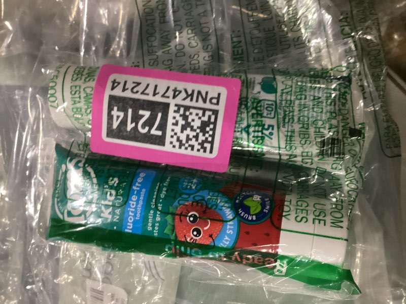 Condition photo showing As Is for Tom's of Maine Natural Kid's Fluoride Free Toothpaste, Ages 2+, Silly Strawberry, 5.1 oz. 3-Pack (back in original formula) Fluoride Free Silly Strawberry 5.1 Ounce (Pack of 3)