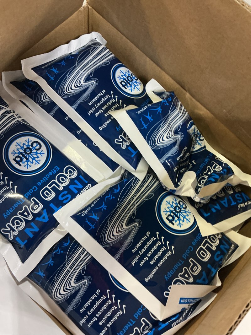 Condition photo showing New/Like New for general medi instant ice cold pack (4”x 5.5”) – 25 packs disposable cold therapy ice packs for pain relief, swelling, inflammation, sprains, toothache – for athletes & outdoor activities 25 count (pack of 1)