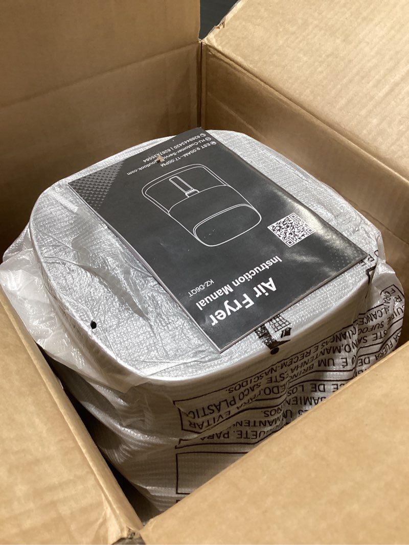 Condition photo showing Good Condition for simple deluxe 12-in-1 air fryer 6.34 qt, digital preset airfryer with visible window, nonstick and dishwasher-safe basket, air fry, roast, bake, dehydrate, fries, 1700w, gary gray-6.34qt-new 6.34 qt