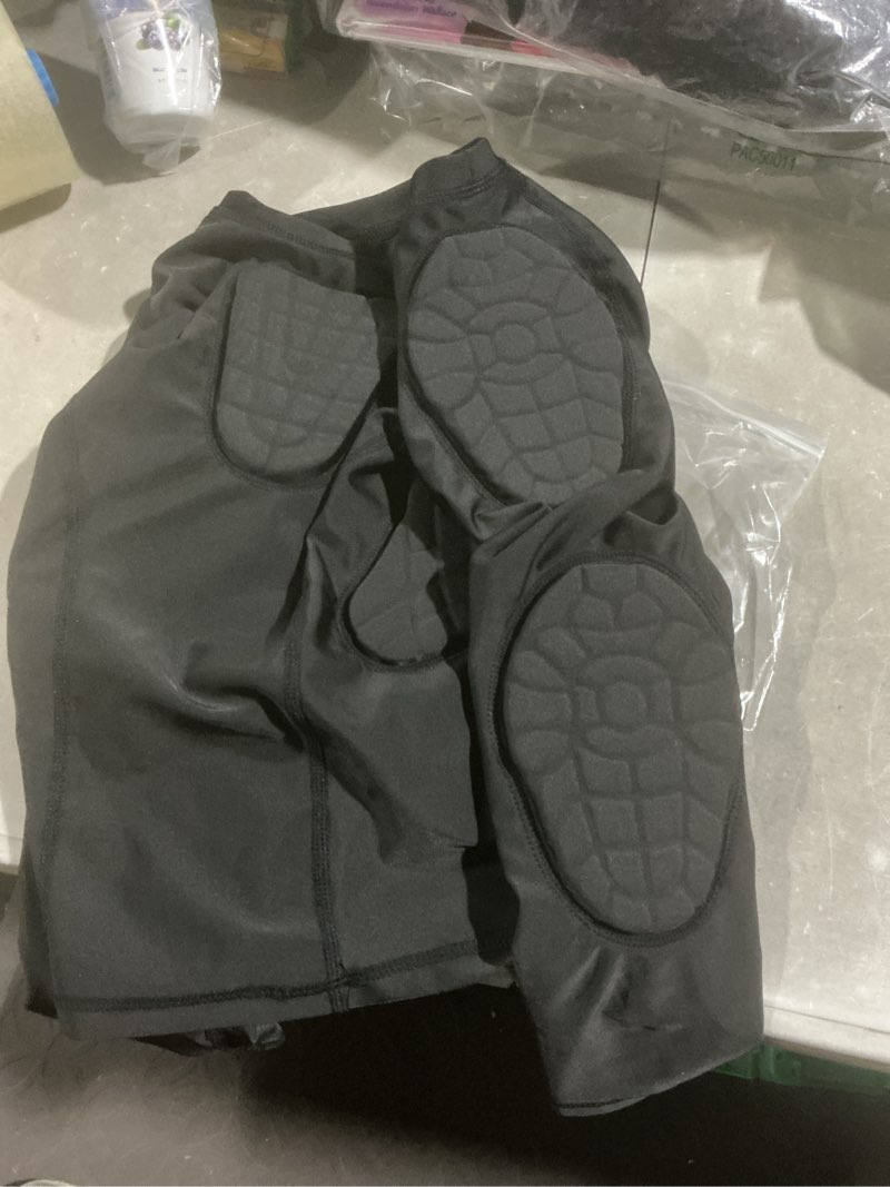 Condition photo showing Good Condition for boy's padded football shirts youth kids' protective gear set training suit for basketball football skidding black medium