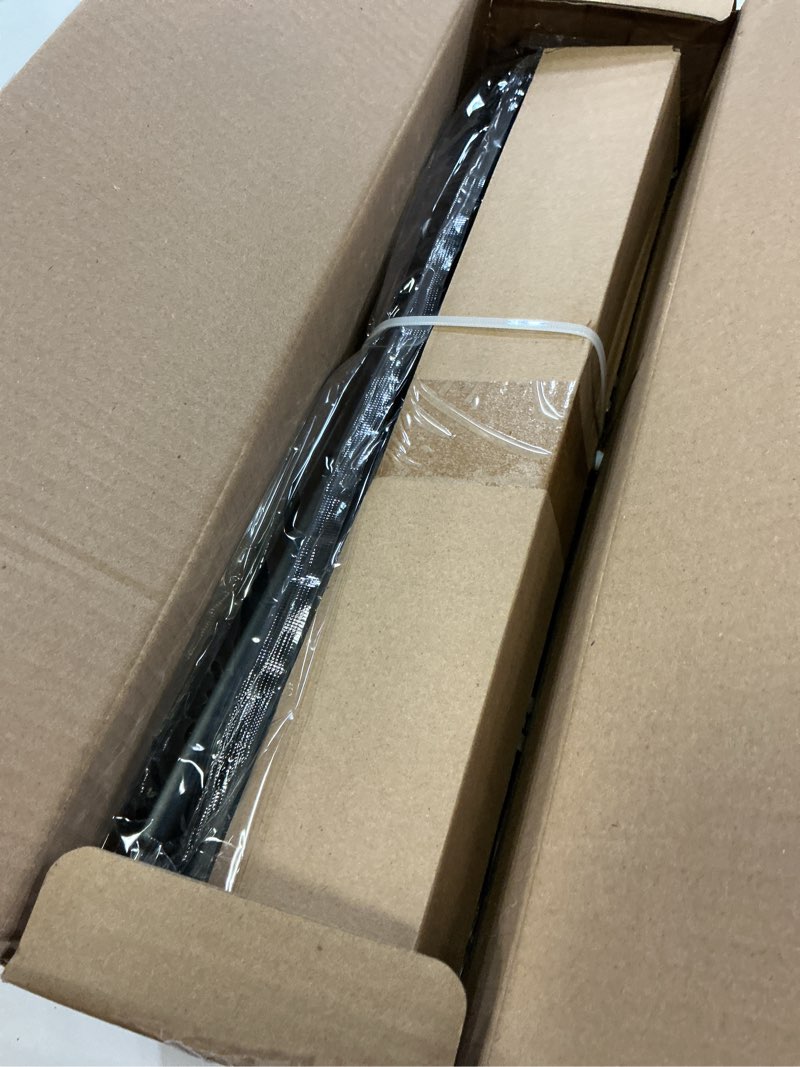 Condition photo showing New/Like New for black double curtain rod, 72 to 144 inch extra long dual curtain rods with boho netted texture finial, decorative 1 inch adjustable window treatment rod, antique vintage farmhouse double drapery pole black 72"-144"