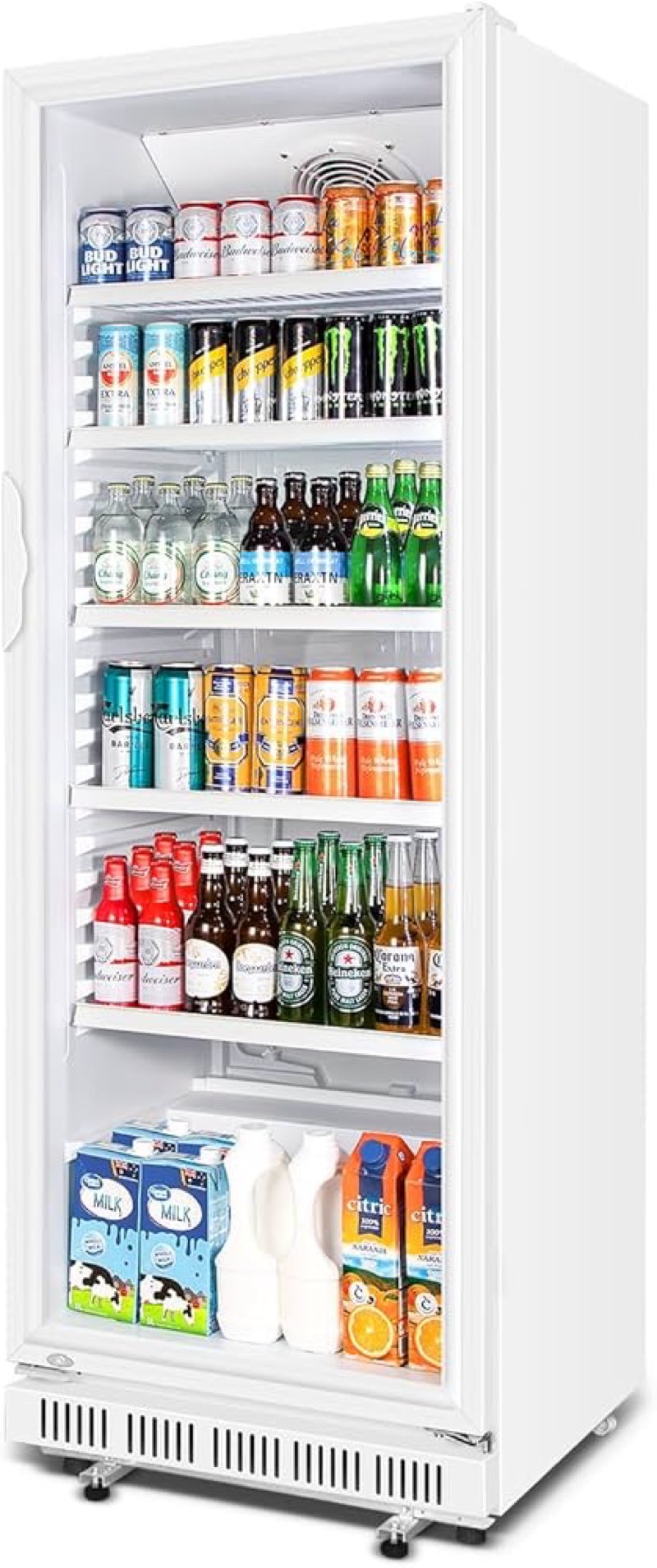 commercial beverage refrigerator, 24.5 inch 15 cu. ft. drink fridge, display refrigerator with glass door,