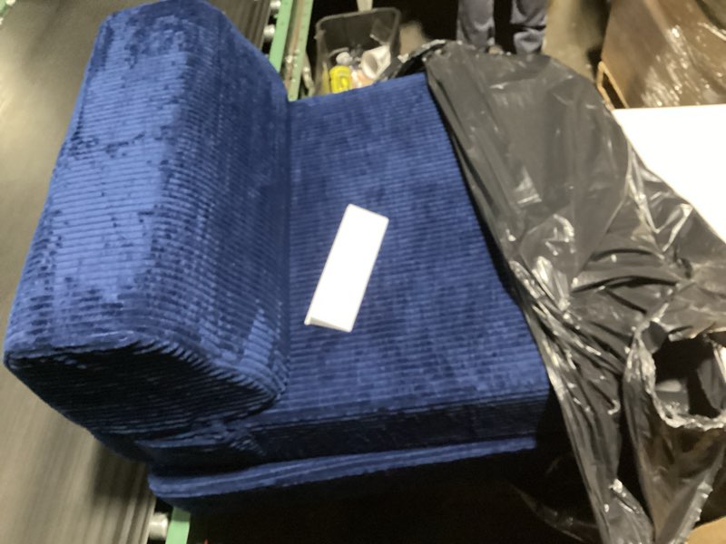 Condition photo showing Good Condition for Folding Sofa Bed with Pillow, Memory Foam Fold Out Chair Bed, Convertible Sleeper Chair with Washable Cover, Futon Floor Couch for Living Room/Dorm/Guest Use/Home Office/Apartment, Navy Blue