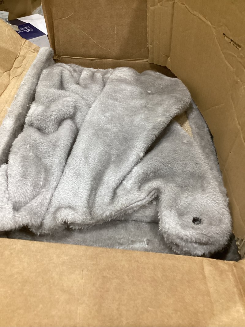 Condition photo showing As Is for Feandrea Cat Tree, 61-Inch Cat Tower for Indoor Cats, Plush Multi-Level Cat Condo with 5 Scratching Posts, 2 Perches, 2 Caves, Hammock, 2 Pompoms, Light Gray UPCT192W01 61 Inches Light Gray