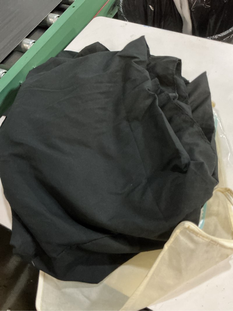 Condition photo showing As Is for 50 ft x 10 ft wrinkle free black backdrop curtain for parties, 3 panels polyester black photo backdrop drapes for graduation birthday wedding party stage curtains, thick bulk background curtains black 5'(w) x 10'(h), 3 panels