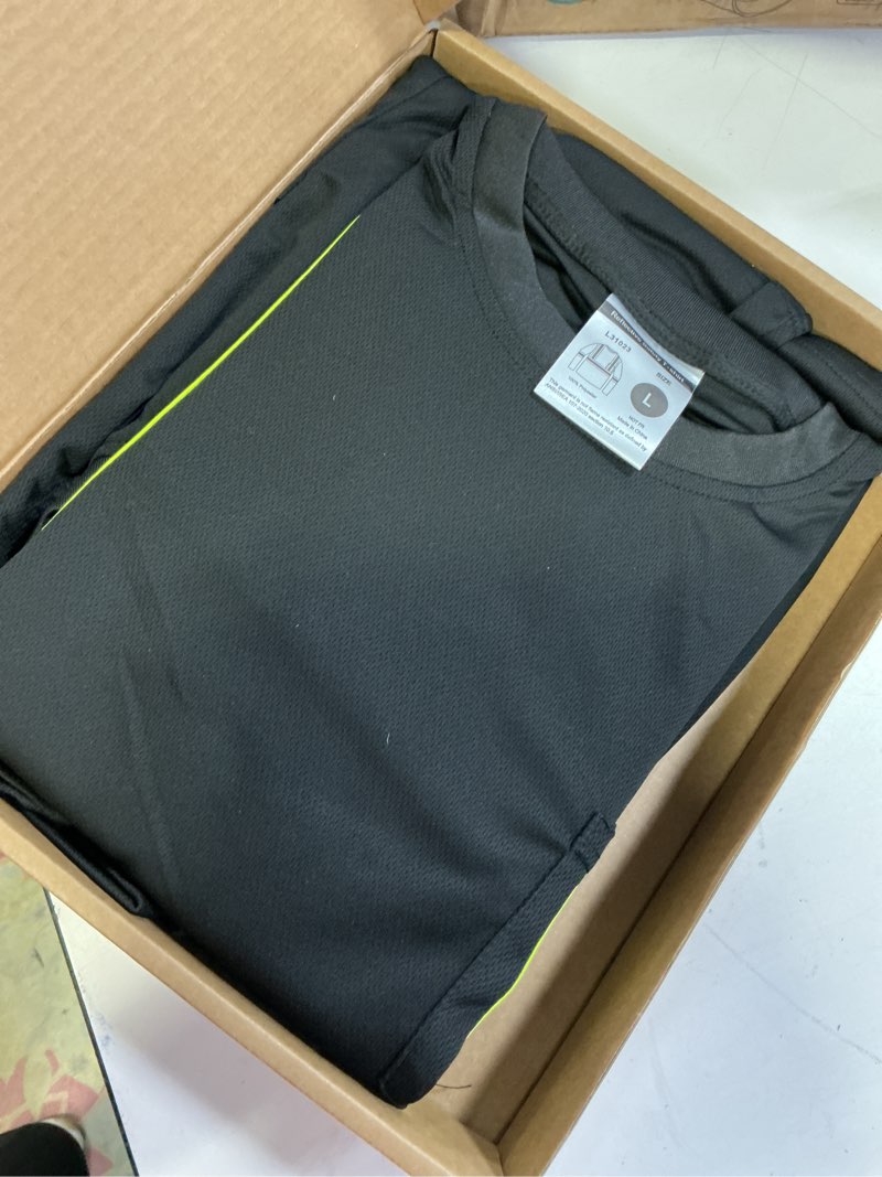 Condition photo showing Good Condition for hi vis safety shirts for men, high visibility long sleeve class 3 reflective construction shirts long sleeve-black large