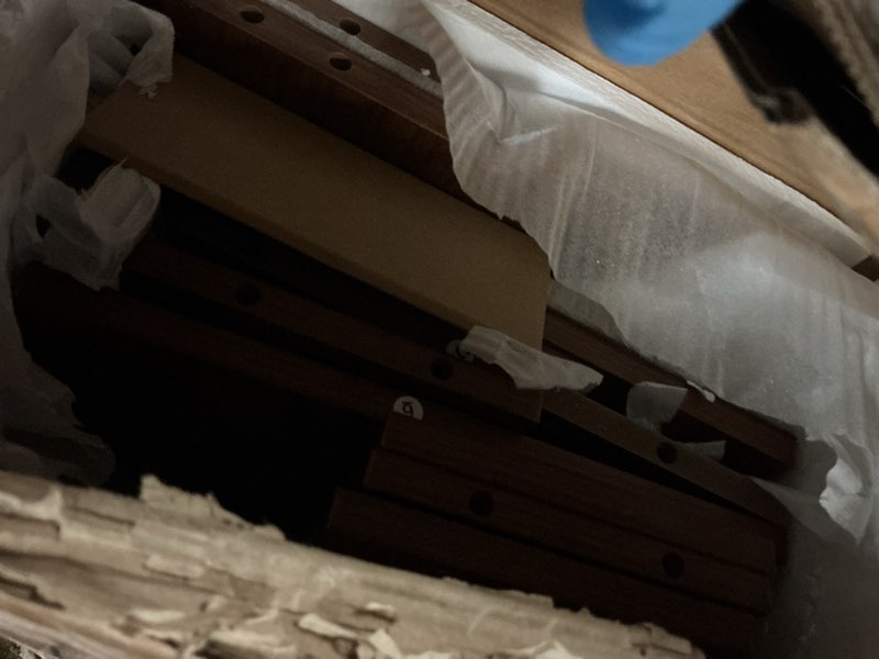 Condition photo showing As Is for 63 Inch Long Console Table for Entryway, Farmhouse Wood Rectangular Sofa Table Behind Couch Table, Narrow Entryway Table for Living Room, Entrance, Hallway, Foyer, Easy Assembly (Brown)