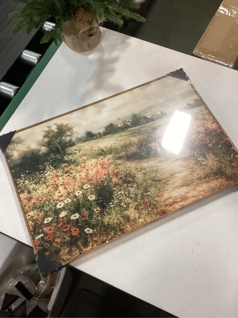 Condition photo showing New/Like New for Framed Canvas Wall Art Vintage Decor, Vintage Painting Wall Art Prints, Landscape Wall Art for Living Room Decor Bedroom Home Bathroom Wall Decor (Wildflower Field) Wildflower Field Framed 10L" x 8W"