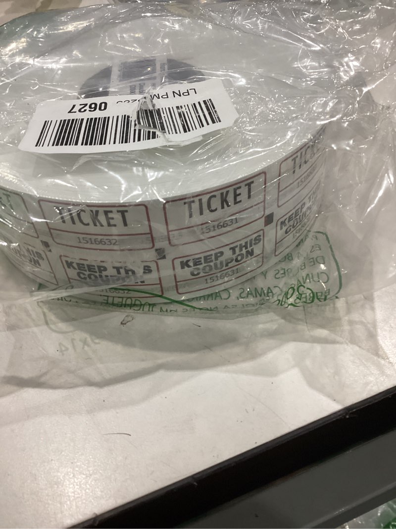 Condition photo showing Good Condition for huron double raffle ticket rolls for drawings, raffles, and events; white, case of 4 rolls (2000 tickets per roll)