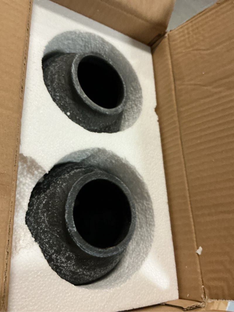 Condition photo showing Good Condition for Rustic Ceramic Vase for Home Decor – 2PCS 6.7" Small Decorative Textured Black Vases for Dried Flowers, Pampas Grass, Faux Plants – Modern Farmhouse Boho Table Centerpiece Black X 2pcs