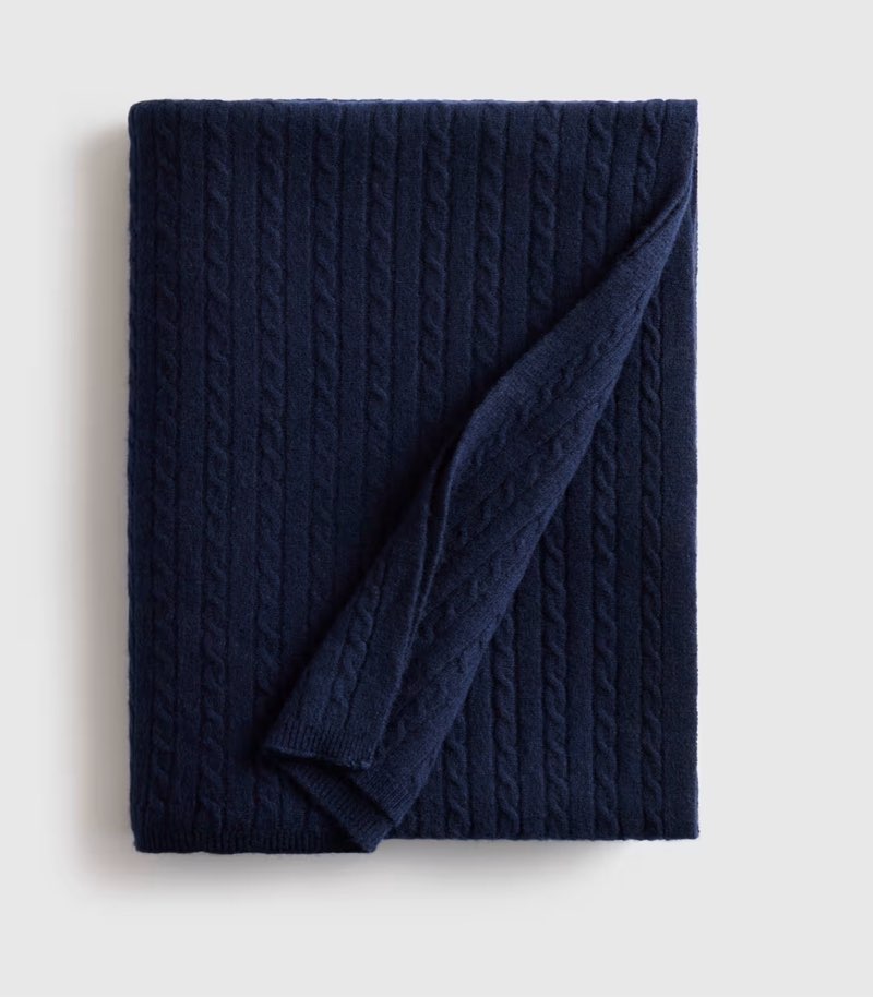 quince cable knit cashmere throw 