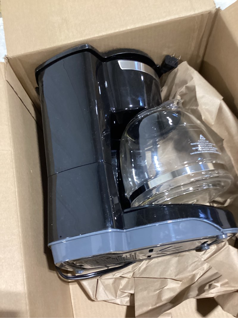 Condition photo showing As Is for BLACK+DECKER 12-Cup Digital Coffee Maker, Programmable, Washable Basket Filter, Sneak-A-Cup, Auto Brew, Water Window, Keep Hot Plate, Black Black coffeemaker