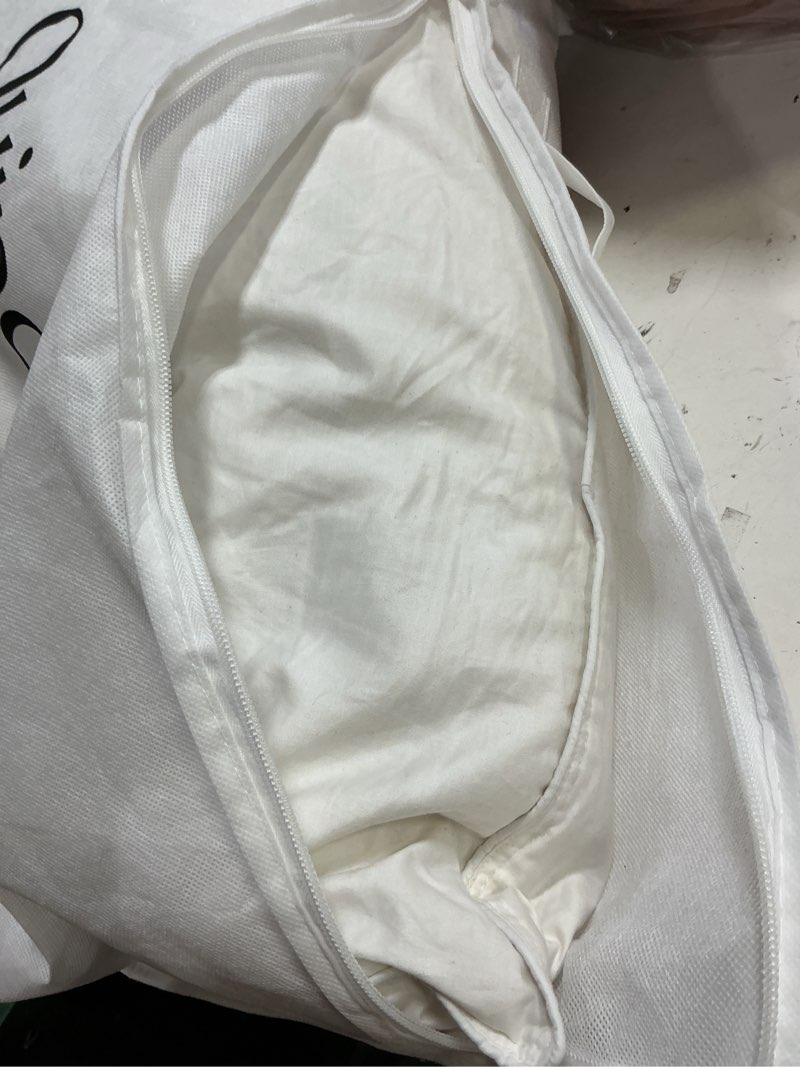 Condition photo showing As Is for premium down pillow, standard, medium quince