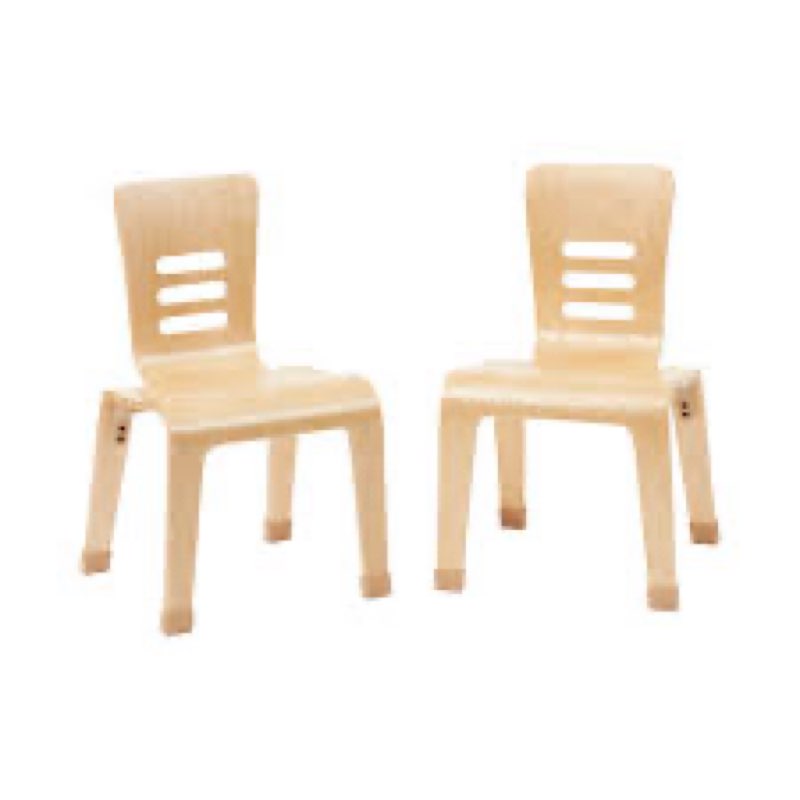 ECR4Kids Bentwood Chair, 14in Seat Height, Stackable Seats, Natural, 2-Pack