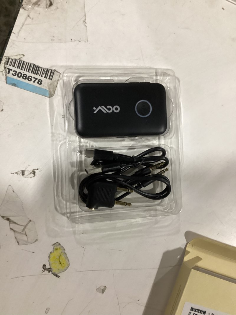 Condition photo showing Good Condition for YMOO Bluetooth 5.3 Transmitter Receiver for TV/Airplane, Supports 2 Headphones/Speaker with aptX Adaptive & Low Latency, 3.5mm Jack Aux HiFi Stereo Wireless Audio Adapter for Flight, Travel, Planes Black