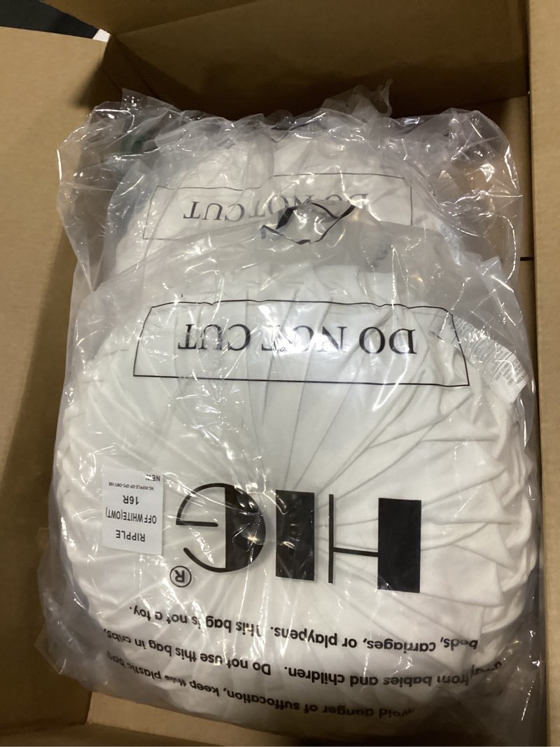 Condition photo showing Good Condition for HIG Set of 2 Decorative Round Pleated Throw Pillows,Classy Accent Pumpkin Throw Pillows with Center Button,Vintage Velvet Floor Pillows for Sofa Vanity Chair Bed, Beige,14.6" Diameter(Ripple) Beige 2 Count (Pack of 1)