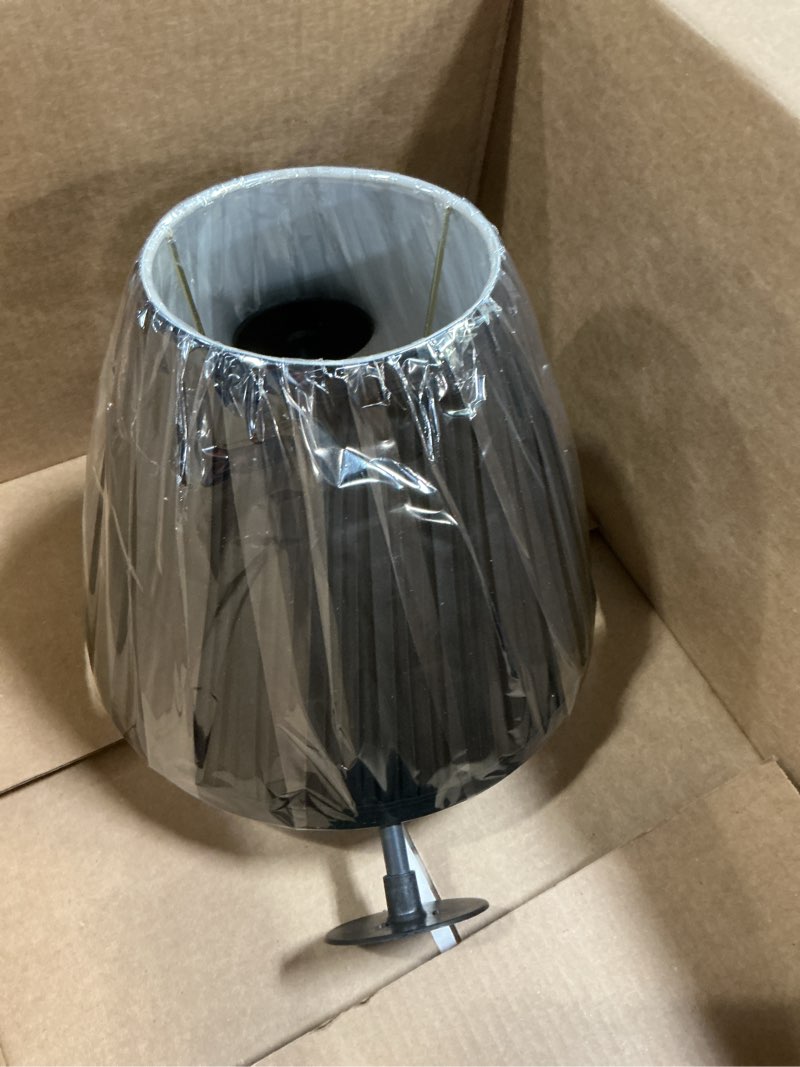 Condition photo showing New/Like New for aspen creative 59102a empire uno lamp shade in black, 5" top x 10" bottom x 8" slant height, slip uno 33mm