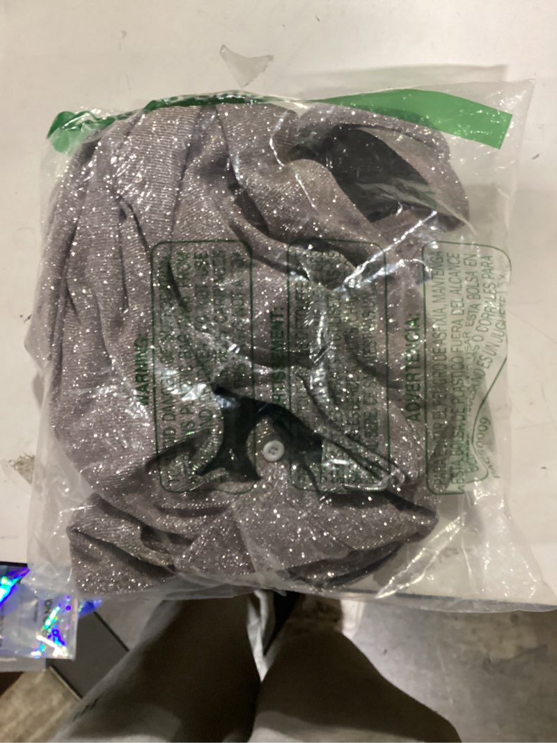 Condition photo showing New/Like New for WDIRARA Men's Sheer Mesh See Through Glitter Button Front Long Sleeve Shirt Tops Large Silver Metallic