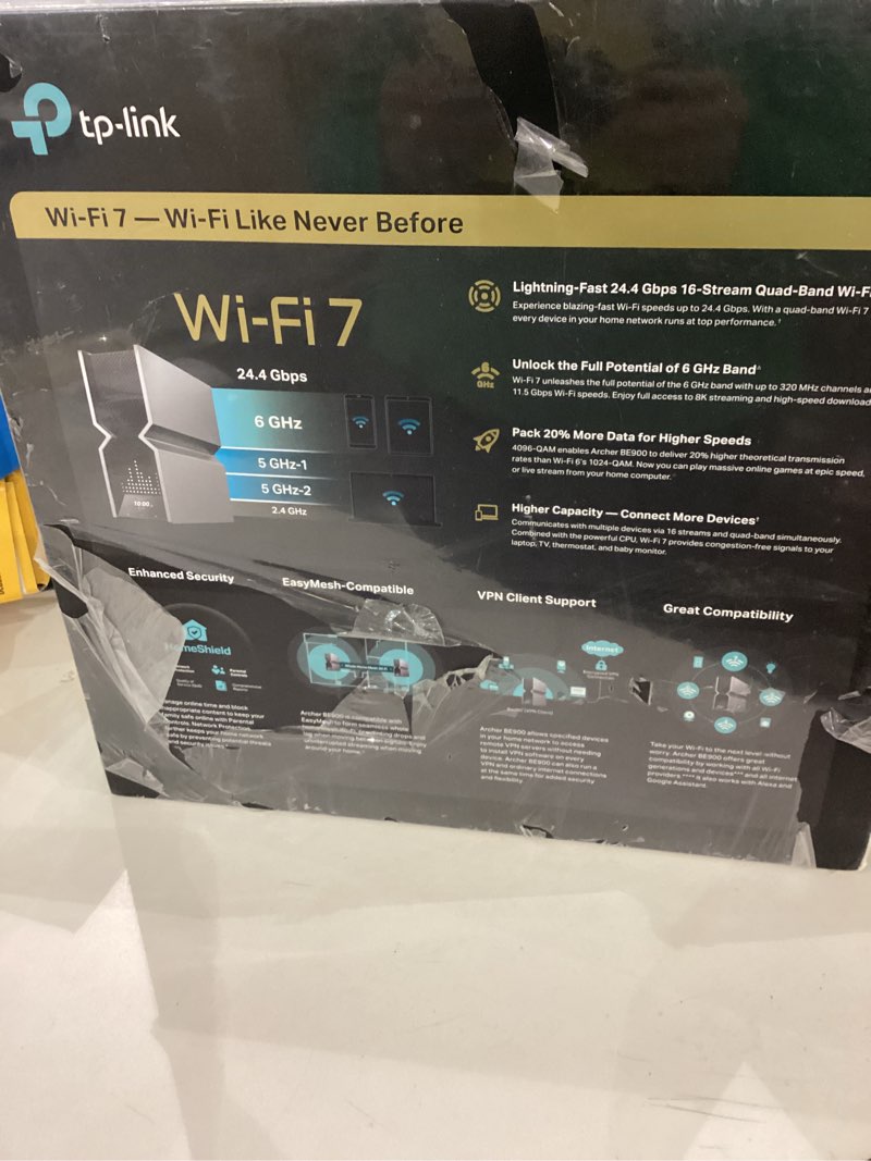 TP-Link Archer BE24000 Quad-Band WiFi 7 Router (Archer BE900) with Dual 10 Gbps Multi-Gig Ethernet Ports and LED Touch Screen,12 High Performance Antennas, VPN Supported, Free Expert Help