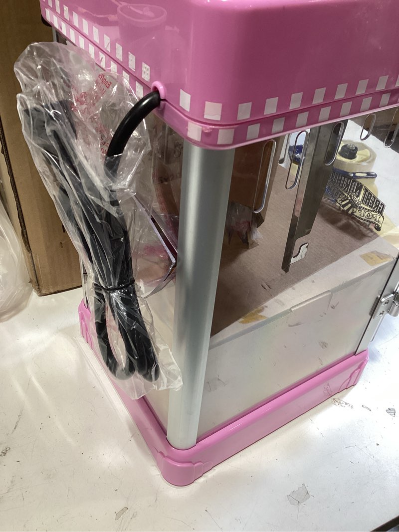 Condition photo showing As Is for little bambino popcorn machine - 2.5oz tabletop movie theater popcorn popper with stainless-steel kettle by great northern popcorn (pink)
