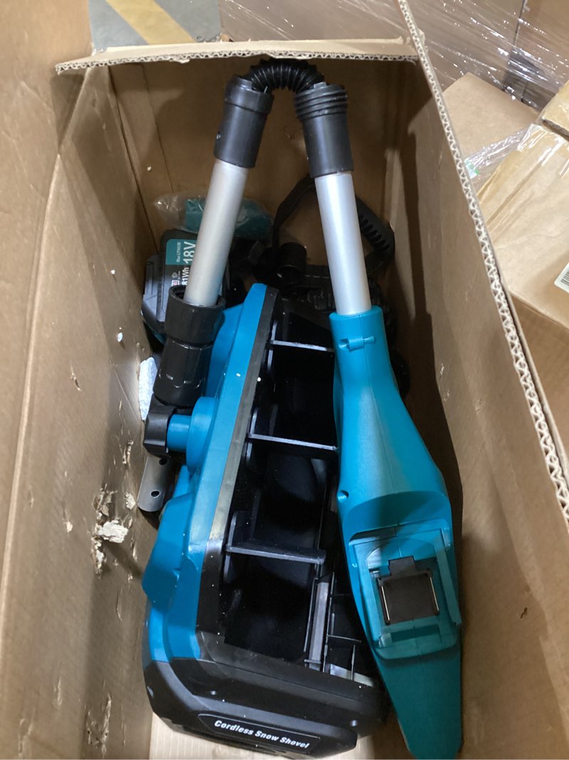 Condition photo showing Good Condition for 17"Cordless Snow Shovel with Wheels, 9000mAh Brushless Electric Snow Blower Battery Powered, 20-30FT Throw Distance/Larger Snow Removal,12lb Lightweight Snow Thrower for Driveway/Steps/Patio/Sidewalk