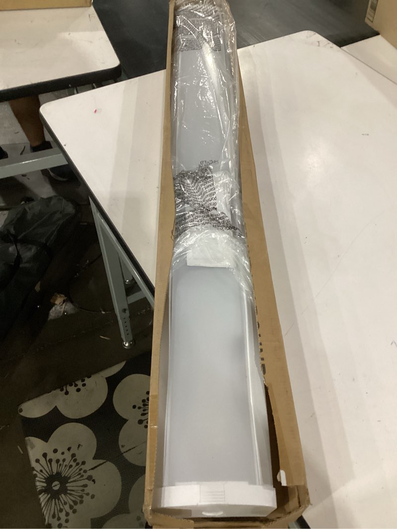 Condition photo showing As Is for not tested**** hyperlite 4ft led wraparound light 60w,6600lm 4' led shop lights fixture with 3 wattages for garage,4000k neutral white wrap light ac120v,etl listed 48inch led light fixtures for office, kitchen 1 pack-4000k