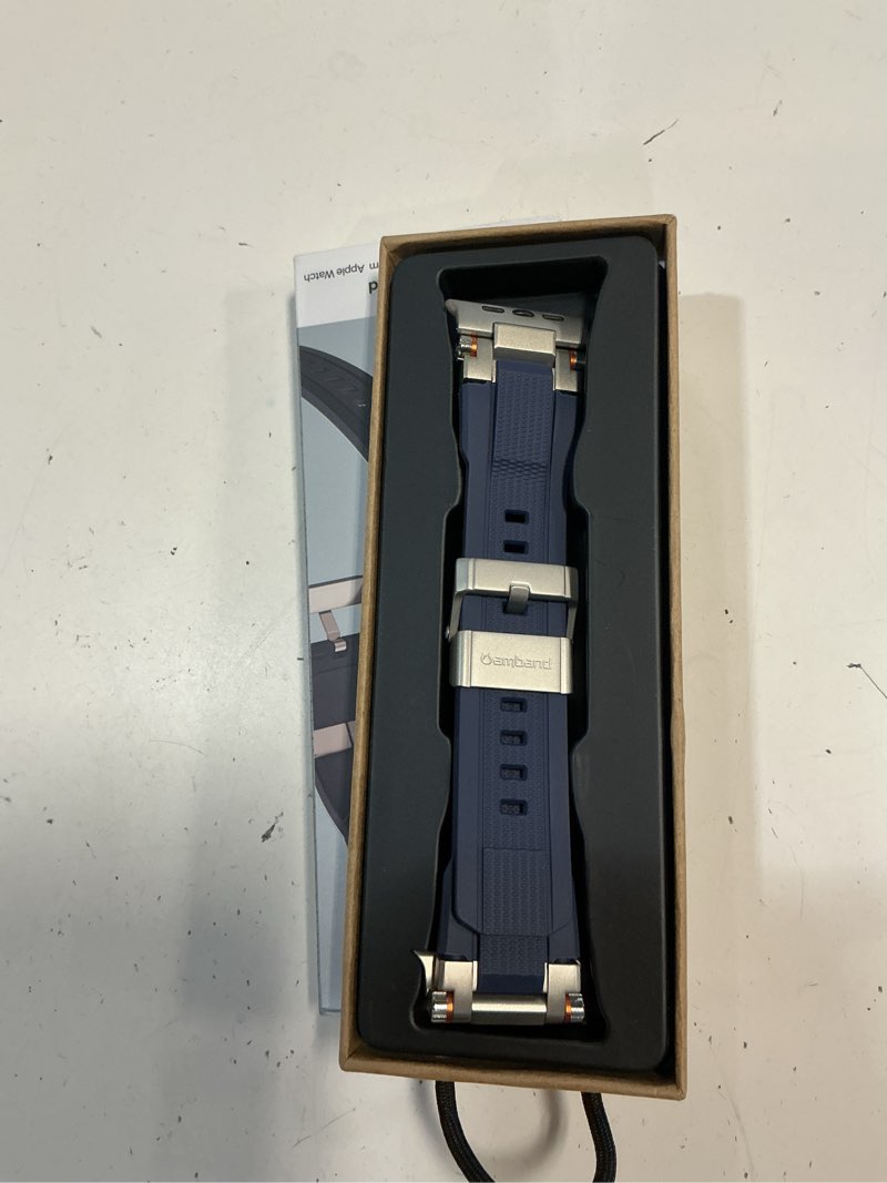 Condition photo showing Good Condition for amband bands compatible with apple watch ultra 3/2/1 49mm, m1 sport series rugged durable strap with metal connector to match ultra's titanium case for iwatch 49 mm men titanium/navy blue c - titanium/navy blue 49mm