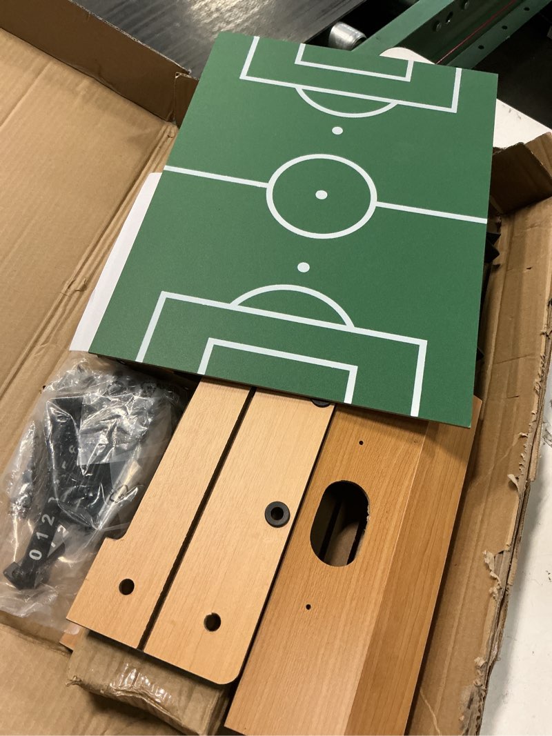 Condition photo showing Good Condition for 20 inch mini tabletop foosball game set, table football, tabletop football games, durable soccer kit for adults, children, families and playrooms, easy to store
