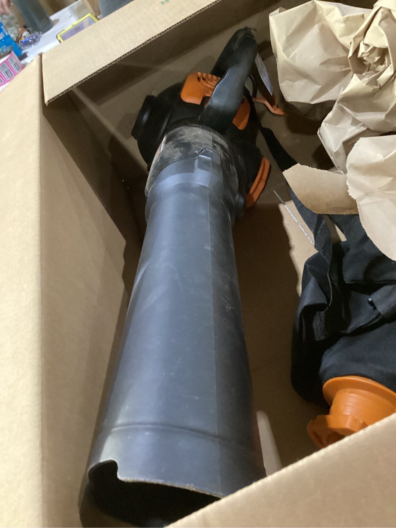 Condition photo showing Good Condition for WORX Trivac 3 in 1 Electric Leaf Blower for Lawn Care, Leaf Vacuum with 600 CFM, Leaf Mulcher with Metal Impeller, WG512 600CFM Blower/Vac/Mulcher