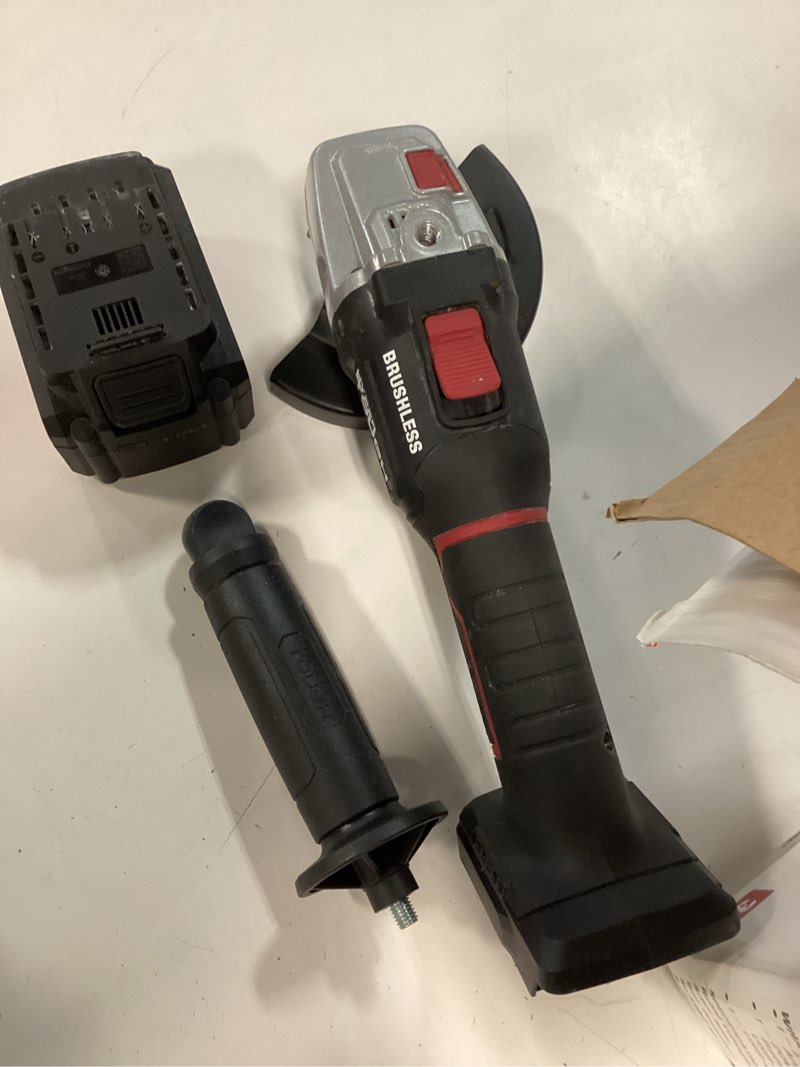 Condition photo showing Good Condition for hyper tough 20v brushless 4-1/2-in cordless angle grinder battery & charger